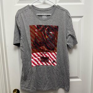 Nike Gray Graphic Tee with Red Accents